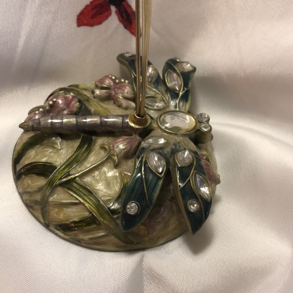 Enamel Jeweled Dragonfly Metal Wire Picture/Memo Card/Recipe Card Holder 8”x3.5” - Picture 4 of 4